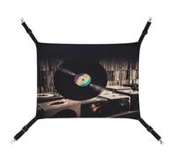 WYUSPGK Cozy Pet Hammock, Vinyl Records Print Breathable Pet Hammock Space-Saving Canvas Bed for Cats and Small Dogs, Adjustable, Portable, and Easy to Clean