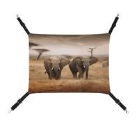 WYUSPGK Cozy Pet Hammock, Wild Animals Elephants Print Breathable Pet Hammock Space-Saving Canvas Bed for Cats and Small Dogs, Adjustable, Portable, and Easy to Clean