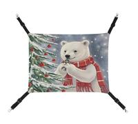 WYUSPGK Cozy Pet Hammock, Wishing White Bear Print Breathable Pet Hammock Space-Saving Canvas Bed for Cats and Small Dogs, Adjustable, Portable, and Easy to Clean