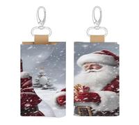 WYUSPGK Leather Key Bag, Santa Claus Snow Secenry Print Chic Key Holder Everyday Key Wallet Multi-functional Key Bag Convenient Key Bag, Style, One size
