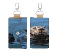 WYUSPGK Leather Key Bag, Sea Otter Print Chic Key Holder Everyday Key Wallet Multi-functional Key Bag Convenient Key Bag, Style, One size