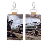 WYUSPGK Leather Key Bag, Steam Locomotive Train2 Print Chic Key Holder Everyday Key Wallet Multi-functional Key Bag Convenient Key Bag, Style, One size