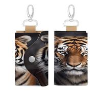 WYUSPGK Leather Key Bag, Tiger Print Chic Key Holder Everyday Key Wallet Multi-functional Key Bag Convenient Key Bag, Style, One size