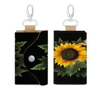 WYUSPGK Leather Key Bag, Weed with Sunflower Print Chic Key Holder Everyday Key Wallet Multi-functional Key Bag Convenient Key Bag, Style, Style, One size