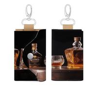 WYUSPGK Leather Key Bag, Whisky Beer Pictures Print Chic Key Holder Everyday Key Wallet Multi-functional Key Bag Convenient Key Bag, Style, One size
