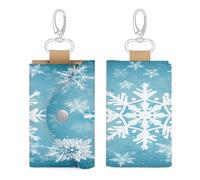 WYUSPGK Leather Key Bag, Winter Snowflake Print Chic Key Holder Everyday Key Wallet Multi-functional Key Bag Convenient Key Bag, Style, One size