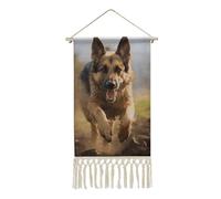 WYUSPGK Linen Hanging Painting, Running German Shepherd Dog Print Modern Art Decor Home Wall Decoration Simple Yet Stylish Decor Chic Decor for Artistic Spaces