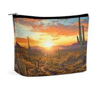 WYUSPGK Makeup Pouch, Saguaros at Sunset Print Portable Cosmetic Bag Travel Makeup Bag Cosmetic Organizer Zippered Cosmetic Bag Makeup Tote, style, One Size