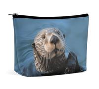 WYUSPGK Makeup Pouch, Sea Otter Print Portable Cosmetic Bag Travel Makeup Bag Cosmetic Organizer Zippered Cosmetic Bag Makeup Tote, style, One Size