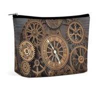 WYUSPGK Makeup Pouch, Steampunk Gears Clock Print Portable Cosmetic Bag Travel Makeup Bag Cosmetic Organizer Zippered Cosmetic Bag Makeup Tote, style, One Size