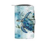 WYUSPGK Menâ€™s Wallets,mens Leather Wallet,Sea Turtle-Blue Print Leather Wallet,suitable for Daily Travel Use, 19.7x11x3.5cm, XB0608021, Sea Turtle-Blue, 19.7x11x3.5cm