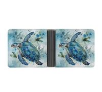 WYUSPGK Menâ€™s Wallets,mens Leather Wallet,Sea Turtle-Blue Print Leather Wallet,suitable for Daily Travel Use, XB0608021, Sea Turtle-Blue, One Size