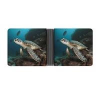 WYUSPGK Menâ€™s Wallets,mens Leather Wallet,Sea Turtle Print Leather Wallet,suitable for Daily Travel Use, Sea Turtle, One Size