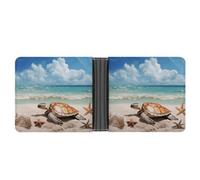 WYUSPGK Menâ€™s Wallets,mens Leather Wallet,Sea Turtle Starfish Print Leather Wallet,suitable for Daily Travel Use, Sea Turtle Starfish, One Size