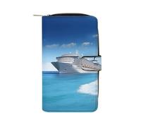 WYUSPGK Menâ€™s Wallets,mens Leather Wallet,Seaside Cruise Ship Print Leather Wallet,suitable for Daily Travel Use, 19.7x11x3.5cm, XB0608021, Seaside Cruise Ship, 19.7x11x3.5cm