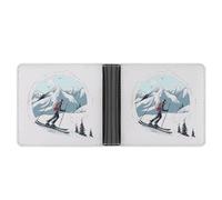 WYUSPGK Menâ€™s Wallets,mens Leather Wallet,Skiing Theme Print Leather Wallet,suitable for Daily Travel Use, Skiing Theme, One Size