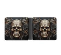 WYUSPGK Menâ€™s Wallets,mens Leather Wallet,Skulls Print Leather Wallet,suitable for Daily Travel Use, XB0608021, Skulls, One Size