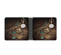 WYUSPGK Menâ€™s Wallets,mens Leather Wallet,Steampunk Watches Keys And Chains Print Leather Wallet,suitable for Daily Travel Use, XB0608021, Steampunk Watches Keys and Chains, One Size