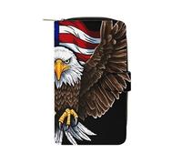 WYUSPGK Men’s Wallets,mens Leather Wallet,USA Flag Patriotic Eagle Print Leather Wallet,suitable for Daily Travel Use, USA Flag Patriotic Eagle, 19.7x11x3.5cm