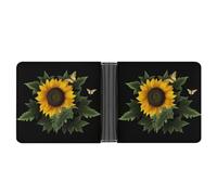 WYUSPGK Menâ€™s Wallets,mens Leather Wallet,Weed with Sunflower Print Leather Wallet,suitable for Daily Travel Use, Weed with Sunflower, One Size