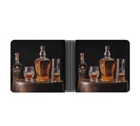 WYUSPGK Men’s Wallets,mens Leather Wallet,Whisky Beer Pictures Print Leather Wallet,suitable for Daily Travel Use, XB0608021, Whisky Beer Pictures, One Size
