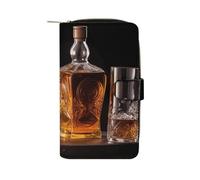 WYUSPGK Men’s Wallets,mens Leather Wallet,Whisky Beer Pictures Print Leather Wallet,suitable for Daily Travel Use, Whisky Beer Pictures, 19.7x11x3.5cm