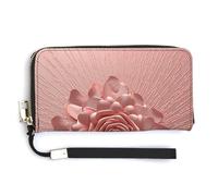 WYUSPGK Pu Leather Wallet, Rose Gold Print Women's Card Holder Wallet Large Capacity Wallet Long Wallet for Women Handheld Clutch Wallet, style, 20.0*10.5cm, Modern