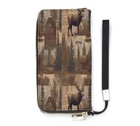 WYUSPGK Pu Leather Wallet, Rustic Lodge Bear Moose Print Women's Card Holder Wallet Large Capacity Wallet Long Wallet for Women Handheld Clutch Wallet, style, 20x10.5cm, Modern