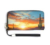 WYUSPGK Pu Leather Wallet, Saguaros at Sunset Print Women's Card Holder Wallet Large Capacity Wallet Long Wallet for Women Handheld Clutch Wallet, style, 20.0*10.5cm, Modern