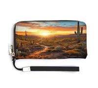 WYUSPGK Pu Leather Wallet, Saguaros at Sunset Print Women's Card Holder Wallet Large Capacity Wallet Long Wallet for Women Handheld Clutch Wallet, style, 20.0*10.5cm, Modern