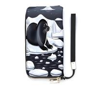 WYUSPGK Pu Leather Wallet, Seals on Ice Print Women's Card Holder Wallet Large Capacity Wallet Long Wallet for Women Handheld Clutch Wallet, style, 20x10.5cm, Modern