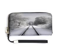 WYUSPGK Pu Leather Wallet, Snowy Train Tracks Print Women's Card Holder Wallet Large Capacity Wallet Long Wallet for Women Handheld Clutch Wallet, style, 20.0*10.5cm, Modern