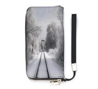 WYUSPGK Pu Leather Wallet, Snowy Train Tracks Print Women's Card Holder Wallet Large Capacity Wallet Long Wallet for Women Handheld Clutch Wallet, style, 20x10.5cm, Modern
