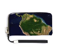 WYUSPGK Pu Leather Wallet, South America Satellite Image Print Women's Card Holder Wallet Large Capacity Wallet Long Wallet for Women Handheld Clutch Wallet, style, 20.0*10.5cm, Modern
