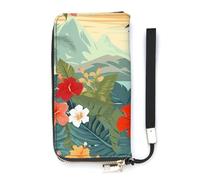 WYUSPGK Pu Leather Wallet, Summer Hawaiian Print Women's Card Holder Wallet Large Capacity Wallet Long Wallet for Women Handheld Clutch Wallet, style, 20x10.5cm, Modern