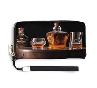 WYUSPGK Pu Leather Wallet, Whisky Beer Pictures Print Women's Card Holder Wallet Large Capacity Wallet Long Wallet for Women Handheld Clutch Wallet, style, 20.0*10.5cm, Modern