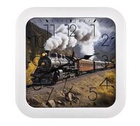 WYUSPGK Simple Design Clock, Steam Locomotive Train Print Wall Clock Silent Wall Clock Plastic Wall Clock Modern Decor Clock Practical Wall Clock