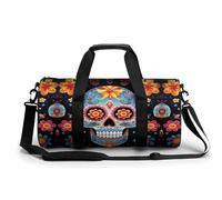 WYUSPGK Travel Gym Duffle Bag, Sugar Skulls Print Duffle Bags,womens Mens Gym Bag,gym Bags,gym Bag with Shoe Compartment, 17.7in/9in/9in, Sugar Skulls, 17.7in/9in/9in