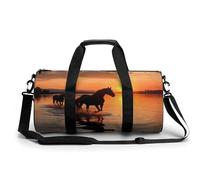 WYUSPGK Travel Gym Duffle Bag, Sunsets Lake Horses Print Duffle Bags,womens Mens Gym Bag,gym Bags,gym Bag with Shoe Compartment, 17.7in/9in/9in, Sunsets Lake Horses, 17.7in/9in/9in