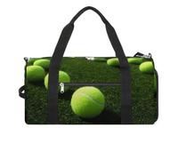 WYUSPGK Travel Gym Duffle Bag, Tennis Balls on Tennis Grass Court Print Duffle Bags,womens Mens Gym Bag,gym Bags,gym Bag with Shoe Compartment, Tennis Balls on Tennis Grass Court, One Size