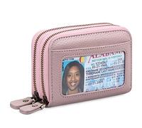 WYUYIWH Women Wallet RFID Blocking Leather Small Bifold Zipper Pocket Wallet Compact Card Case Purse with ID Window, A15 Dream Purple