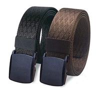 WYUZE 2 Pack Nylon Belt Outdoor Military Web Belt 1.5" Men Tactical Webbing Belt, Black + Coffee, waist-below 56"