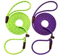 WYUZE 2 Pcs 8 ft Slip Lead Dog Leash, Reflective No Pull Dog Training Lead, 1/3" Nylon Rope Slip Leash for Small Medium Dogs