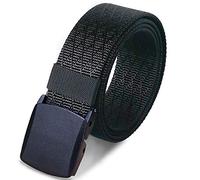 WYUZE Men's Military Tactical Web Belt, Casual Nylon Webbing with No Metal Buckle, Black-diamond Pattern, Waist: 28-42"