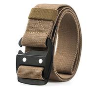 WYuZe Mens Tactical Belt Military Elastic Stretch Duty Riggers Belt Metal Buckle, Coyote Elastic Belt-metal Buckle, Fit waist size 43"-52"