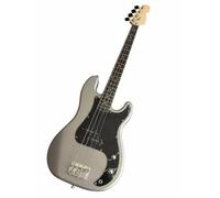 Wyvix 4 String Electric Bass Passive PJ Pickup Configuration Solid Poplar Wood Body Smooth Playability(Metallic Silver)