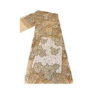Wyvix 5 Yards 3D Leaf Patch Fabric Sequin & Beaded Tube Embroidery Mesh 1.95kg Medium Weight for Gowns(Yellow)