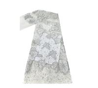 Wyvix 5 Yards 3D Leaf Patch Fabric Sequin & Beaded Tube Embroidery Mesh 1.95kg Medium Weight for Gowns(White)