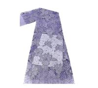 Wyvix 5 Yards 3D Leaf Patch Fabric Sequin & Beaded Tube Embroidery Mesh 1.95kg Medium Weight for Gowns(Purple)