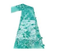 Wyvix 5 Yards 3D Pearl Stereo Flower Fabric Appliqué Sequin Bead Embroidery Mesh for Wedding Dress DIY(Green)